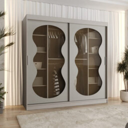 Arte Bahrain Iii Cashmere Sliding Door Wardrobe 200Cm - Calming Smoked Glass Wardrobe With Two Hanging Rails - thumbnail 1