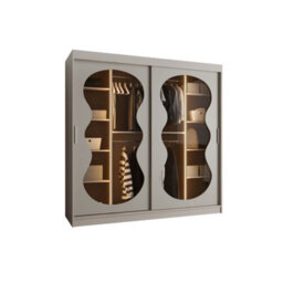Arte Bahrain Iii Cashmere Sliding Door Wardrobe 200Cm - Calming Smoked Glass Wardrobe With Two Hanging Rails - thumbnail 5