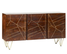 Buttercup Farm Dark Gold Extra Large Sideboard 3 Drawers And 2 Doors - Solid Mango Wood - L40 X W160 X H85 Cm