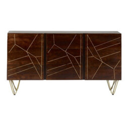 Buttercup Farm Dark Gold Extra Large Sideboard 3 Drawers And 2 Doors - Solid Mango Wood - L40 X W160 X H85 Cm - thumbnail 3