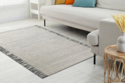 RugsX Wool Carpet Tahar 99003F Cream / Grey - Hand-Woven Lines, Fringes 120X180 Cm - thumbnail 4