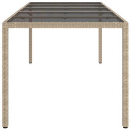 Berkfield Garden Dining Table Beige 250X100X75 Cm Poly Rattan - thumbnail 4