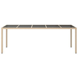 Berkfield Garden Dining Table Beige 250X100X75 Cm Poly Rattan - thumbnail 3