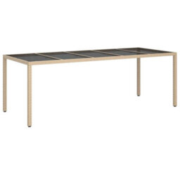 Berkfield Garden Dining Table Beige 250X100X75 Cm Poly Rattan - thumbnail 2