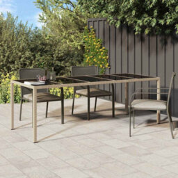 Berkfield Garden Dining Table Beige 250X100X75 Cm Poly Rattan