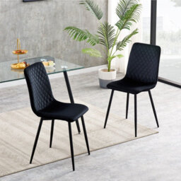 MCC Direct Dining Chairs Velvet Fabric Lexi Set Of 2 Black By Mcc