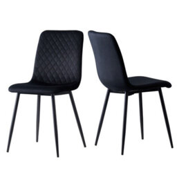 MCC Direct Dining Chairs Velvet Fabric Lexi Set Of 2 Black By Mcc - thumbnail 2