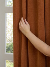 furn. Furn Soft Chenille Blackout Eyelet Curtain Pair, Rust, (W) 117 X (D) 137Cm - thumbnail 5