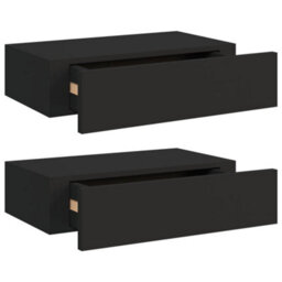 Berkfield Wall-Mounted Drawer Shelves 2 Pcs Black 40X23.5X10Cm Mdf - thumbnail 2