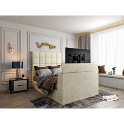 Luther Upholstered  Cream Tv Bed Frame