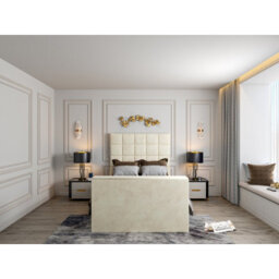 Luther Upholstered  Cream Tv Bed Frame - thumbnail 2