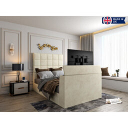 Luther Upholstered  Cream Tv Bed Frame - thumbnail 7