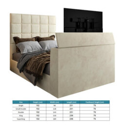 Luther Upholstered  Cream Tv Bed Frame - thumbnail 6