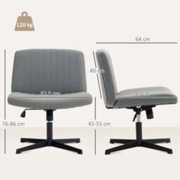 Homcom Linen Criss Cross Legged Office Chair With Rock Function, Grey - thumbnail 3