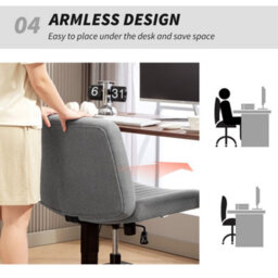 Homcom Linen Criss Cross Legged Office Chair With Rock Function, Grey - thumbnail 7