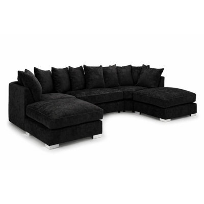 Home & Love Luxury Bishop U Shape Corner Sofa - Alaska Black - image 1