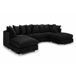 Home & Love Luxury Bishop U Shape Corner Sofa - Alaska Black