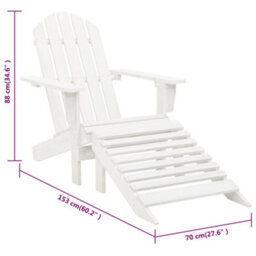 Vidaxl Garden Chair With Ottoman Wood White Garden Chairs - thumbnail 8