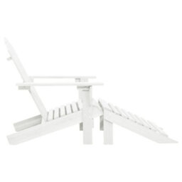 Vidaxl Garden Chair With Ottoman Wood White Garden Chairs - thumbnail 3