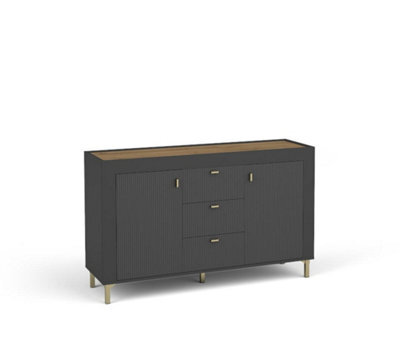 Arte Mossa Chic Sideboard Cabinet In Black & Oak - W1370mm X H840mm X D400mm - image 1