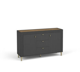 Arte Mossa Chic Sideboard Cabinet In Black & Oak - W1370mm X H840mm X D400mm