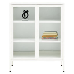 Orsina Stylish Two Door White Metal Cabinet, Industrial Storage Cabinet For Bedroom, Contemporary Sideboard Cabinet - thumbnail 3