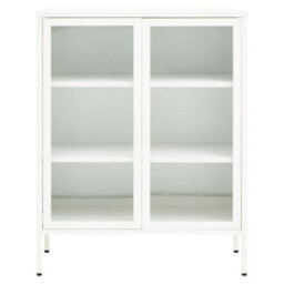 Orsina Stylish Two Door White Metal Cabinet, Industrial Storage Cabinet For Bedroom, Contemporary Sideboard Cabinet - thumbnail 1