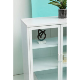 Orsina Stylish Two Door White Metal Cabinet, Industrial Storage Cabinet For Bedroom, Contemporary Sideboard Cabinet - thumbnail 9