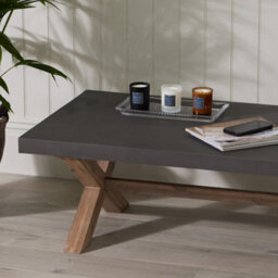 Dibor Burford Wood And Concrete Top X Leg Rectangular Home Furniture Coffee Table - thumbnail 3