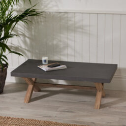 Dibor Burford Wood And Concrete Top X Leg Rectangular Home Furniture Coffee Table - thumbnail 1