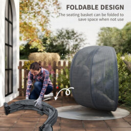 Outsunny Double Hanging Egg Chair 2 Seaters Swing Hammock W/ Cushion, Grey - thumbnail 6