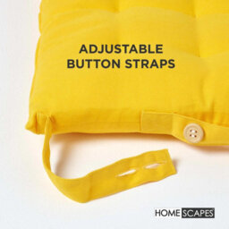 Homescapes Yellow Seat Pads 100% Cotton Chair Cushions 40X40 Cm, Set Of 6 Plain Chair Pads For Dining, Kitchen Or Garden Outdoor - thumbnail 5