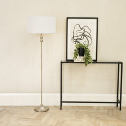 Valuelights Maggie Brushed Chrome Silver Candlestick Floor Lamp With White Fabric Lamp Shade - thumbnail 4