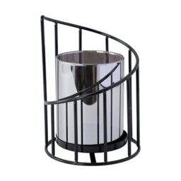 Living And Home Set Of 2 Iron Glass Lantern Candle Holders Black Solid Color Stable Base Wedding Table Decor - thumbnail 7