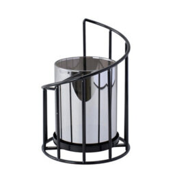 Living And Home Set Of 2 Iron Glass Lantern Candle Holders Black Solid Color Stable Base Wedding Table Decor - thumbnail 6