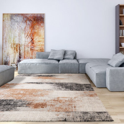 Terracotta Abstract Luxurious Modern Easy To Clean Rug For Living Room Bedroom & Dining Room-120Cm X 170Cm - image 1