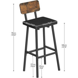 Set Of 2 Industrial Pu Upholstered Kitchen Bar Chairs Rustic Brown - thumbnail 2