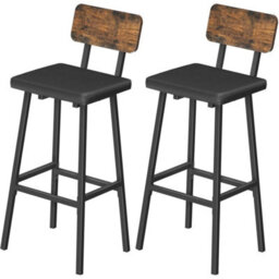 Set Of 2 Industrial Pu Upholstered Kitchen Bar Chairs Rustic Brown - thumbnail 1