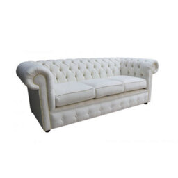 Chesterfield 3 Seater Sofa Pimlico Oyster Real Fabric In Classic Style - thumbnail 2