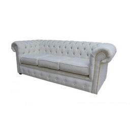 Chesterfield 3 Seater Sofa Pimlico Oyster Real Fabric In Classic Style - thumbnail 3