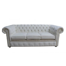 Chesterfield 3 Seater Sofa Pimlico Oyster Real Fabric In Classic Style - thumbnail 1