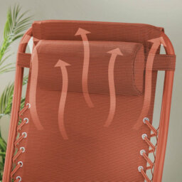 Gainsborough Terracotta Zero Gravity Reclining Garden Chair, Folding Outdoor Lounger With Mesh Seat & Bungee Support - thumbnail 2