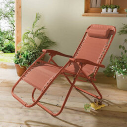 Gainsborough Terracotta Zero Gravity Reclining Garden Chair, Folding Outdoor Lounger With Mesh Seat & Bungee Support