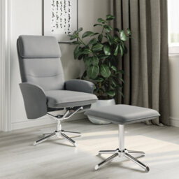Alphason Dorel Home Belding Recliner And Stool In Pu Grey - thumbnail 6