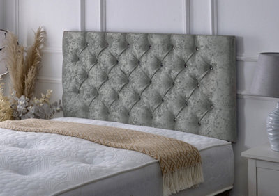 "Adore Designs Chesterfield Crushed Velvet 6Ft Super King 24"" Headboard -  Grey"