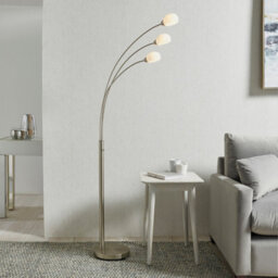 Luminosa Lighting Luminosa Jaspa Led 5 Light Floor Lamp Satin Nickel, White Glass - thumbnail 2