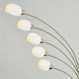 Luminosa Lighting Luminosa Jaspa Led 5 Light Floor Lamp Satin Nickel, White Glass - thumbnail 4