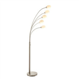 Luminosa Lighting Luminosa Jaspa Led 5 Light Floor Lamp Satin Nickel, White Glass - thumbnail 1