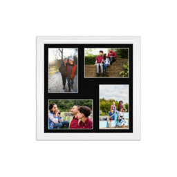 AK Frames 12X12 White Modern Multi Photo Frame With Black Mount - Holds 4 Apertures (4X) 6X4 Photos - thumbnail 1