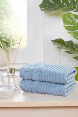 Rapport Home Linear Pure Cotton Face Cloth Towels Set Of 4 (Blue) - image 1